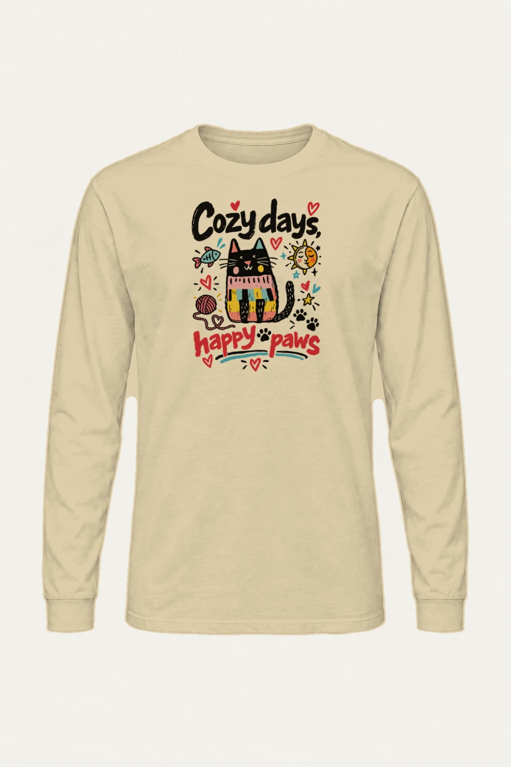 "Cozy Days Happy Paws" Unisex Longsleeve T-shirt | Gildan 2400