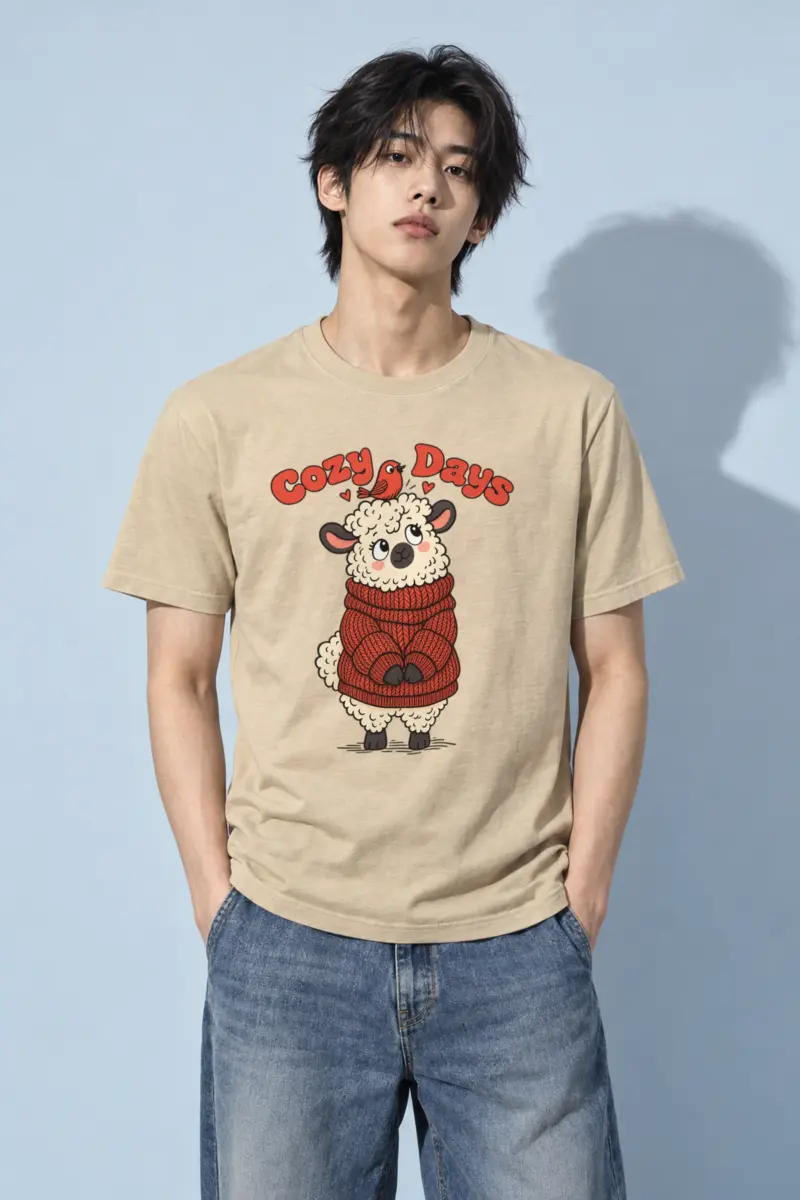 "Cozy Days Sheep" Heavyweight Unisex Crewneck T-shirt