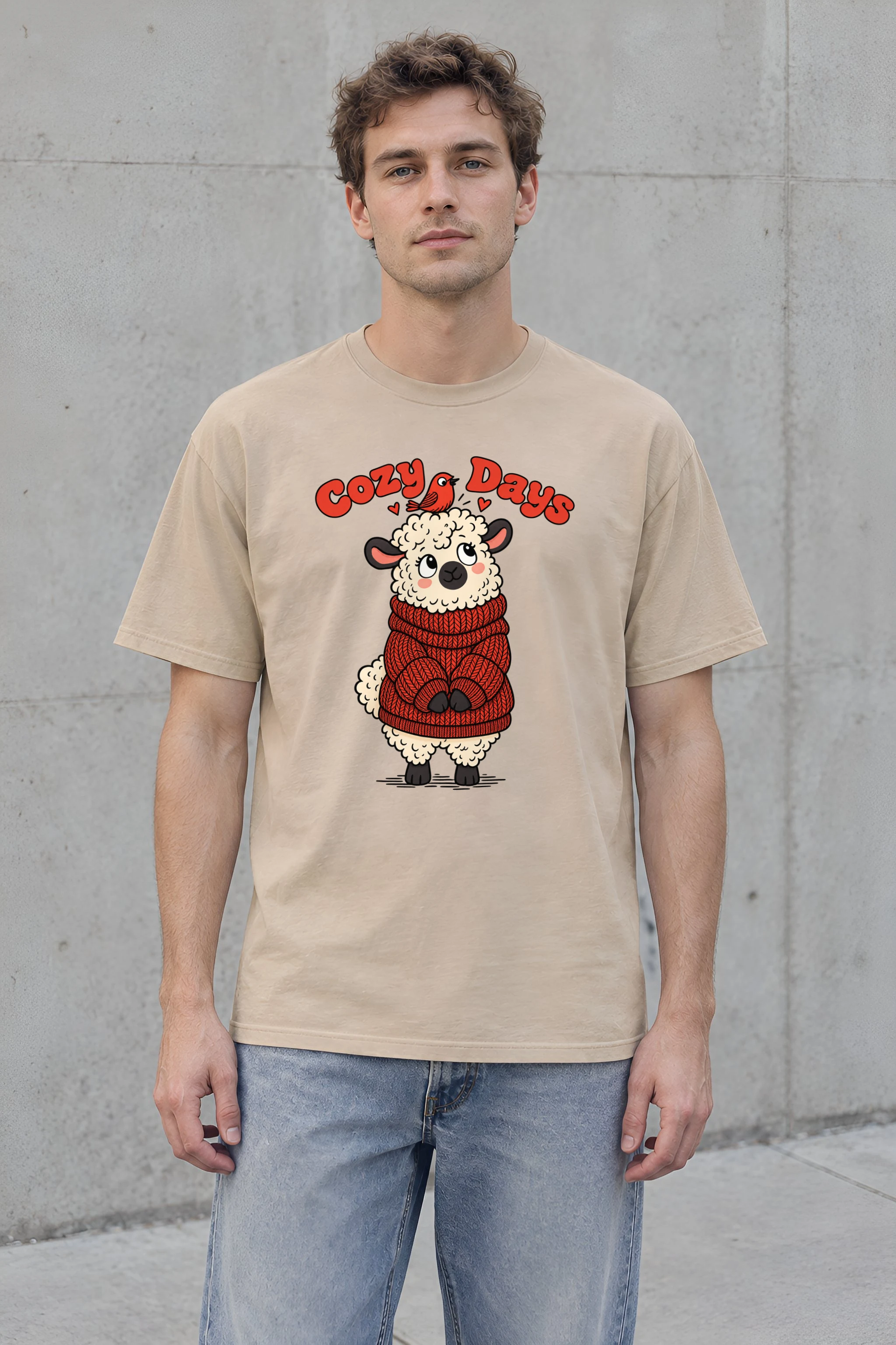 "Cozy Days Sheep" Heavyweight Unisex Crewneck T-shirt