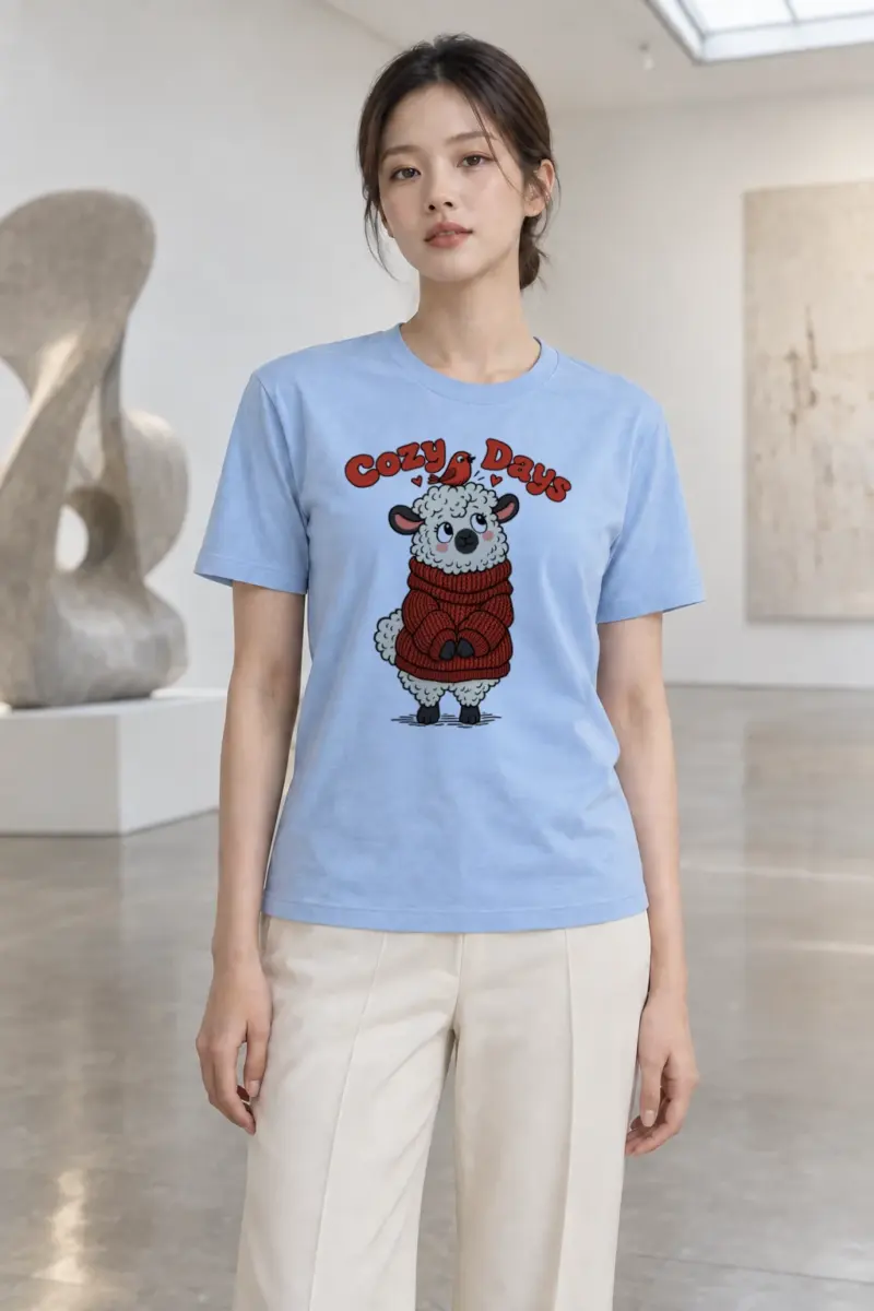 "Cozy Days Sheep" Heavyweight Unisex Crewneck T-shirt | Gildan 5000