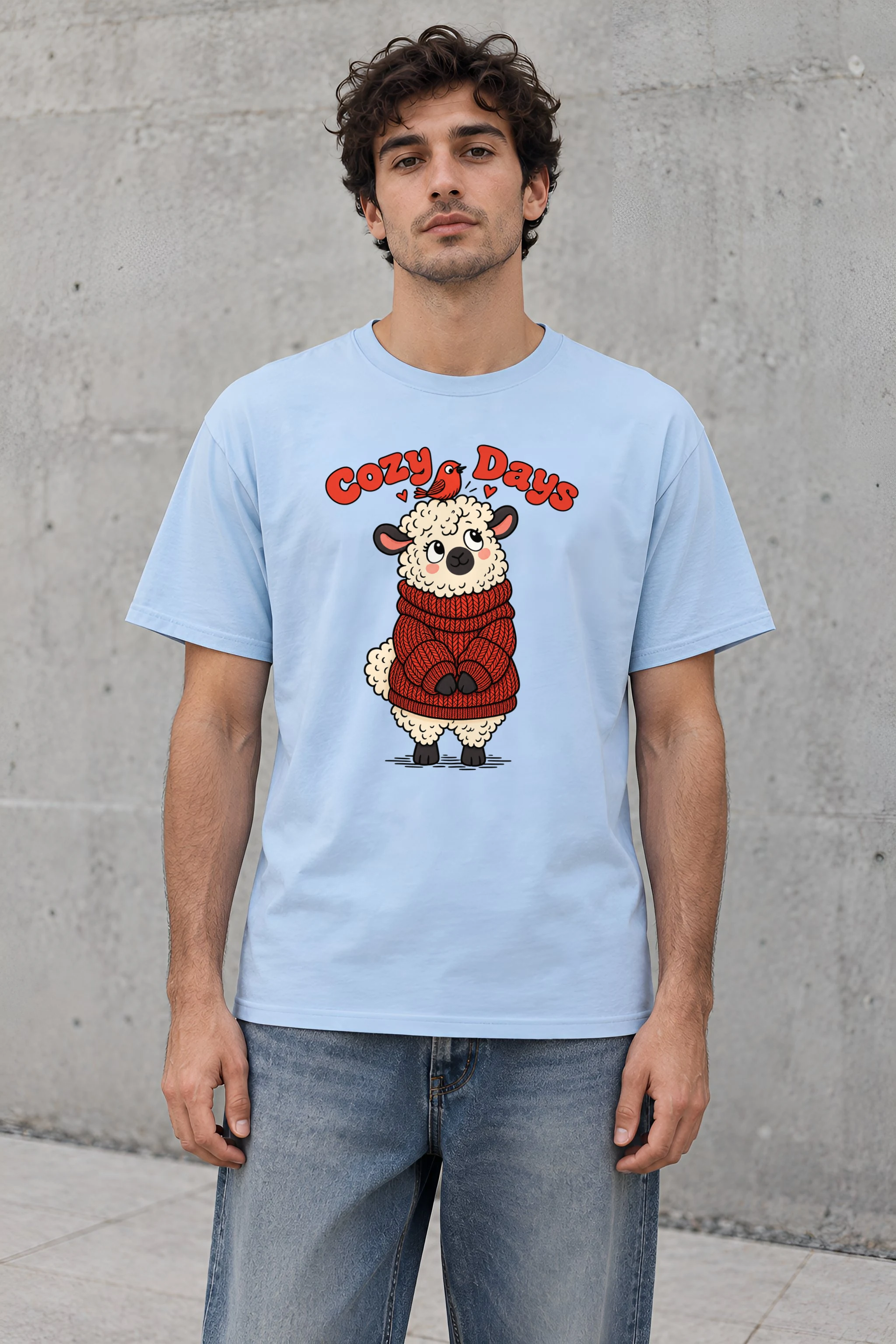 "Cozy Days Sheep" Heavyweight Unisex Crewneck T-shirt