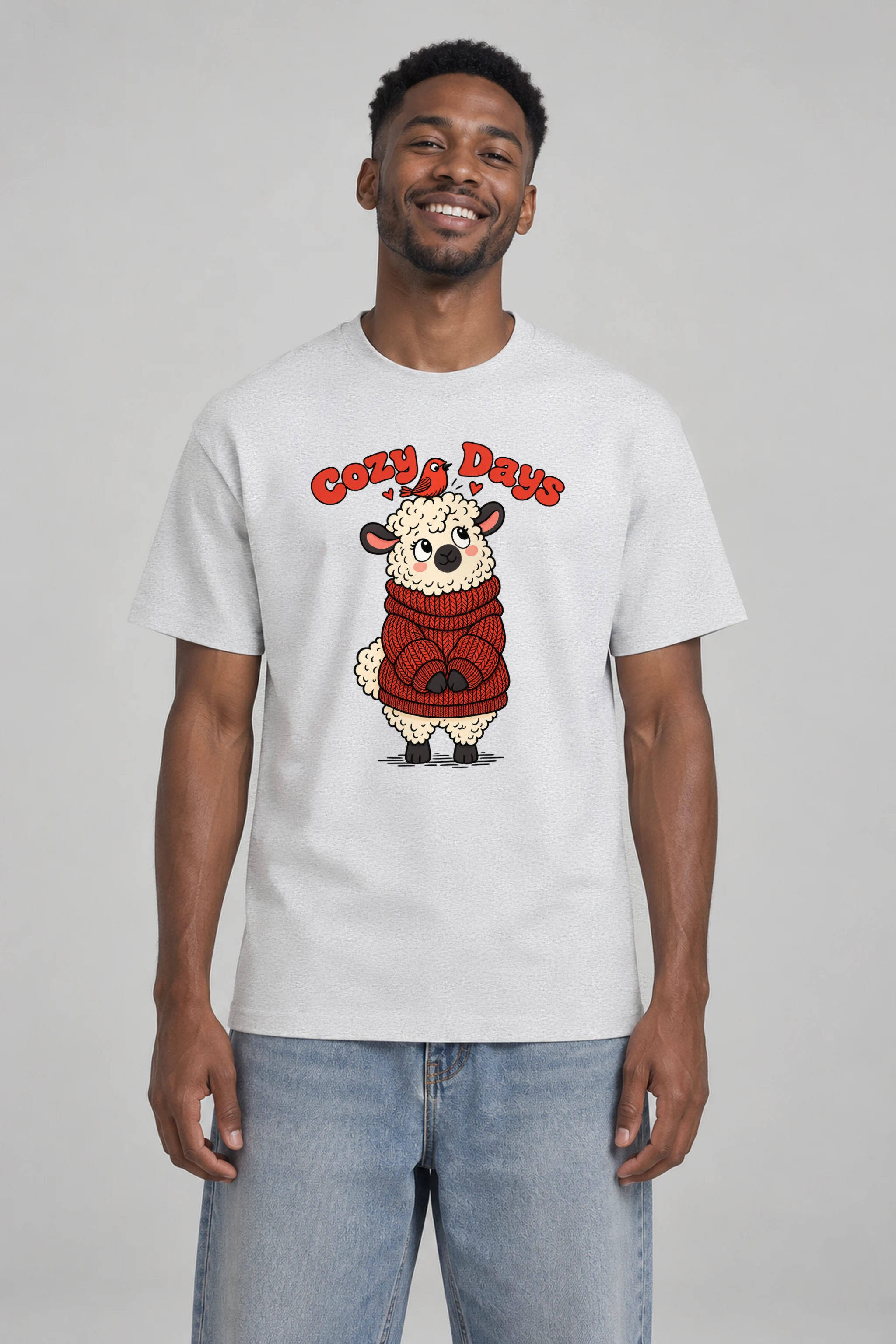 "Cozy Days Sheep" Heavyweight Unisex Crewneck T-shirt