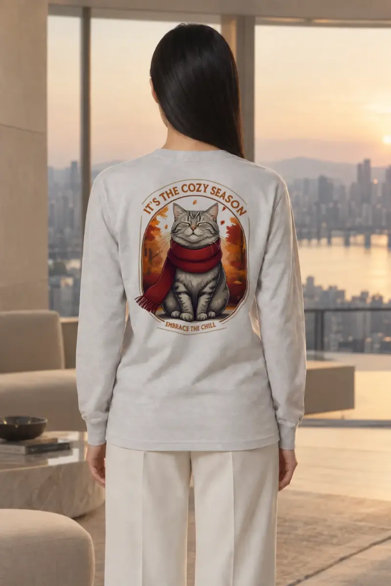 "Cozy Season Cat" Unisex Longsleeve T-shirt | Gildan 2400