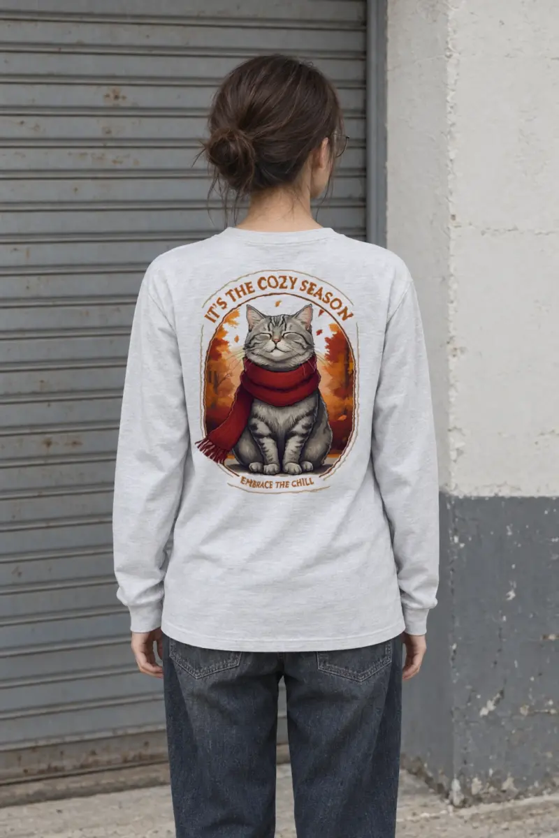 "Cozy Season Cat" Unisex Longsleeve T-shirt | Gildan 2400