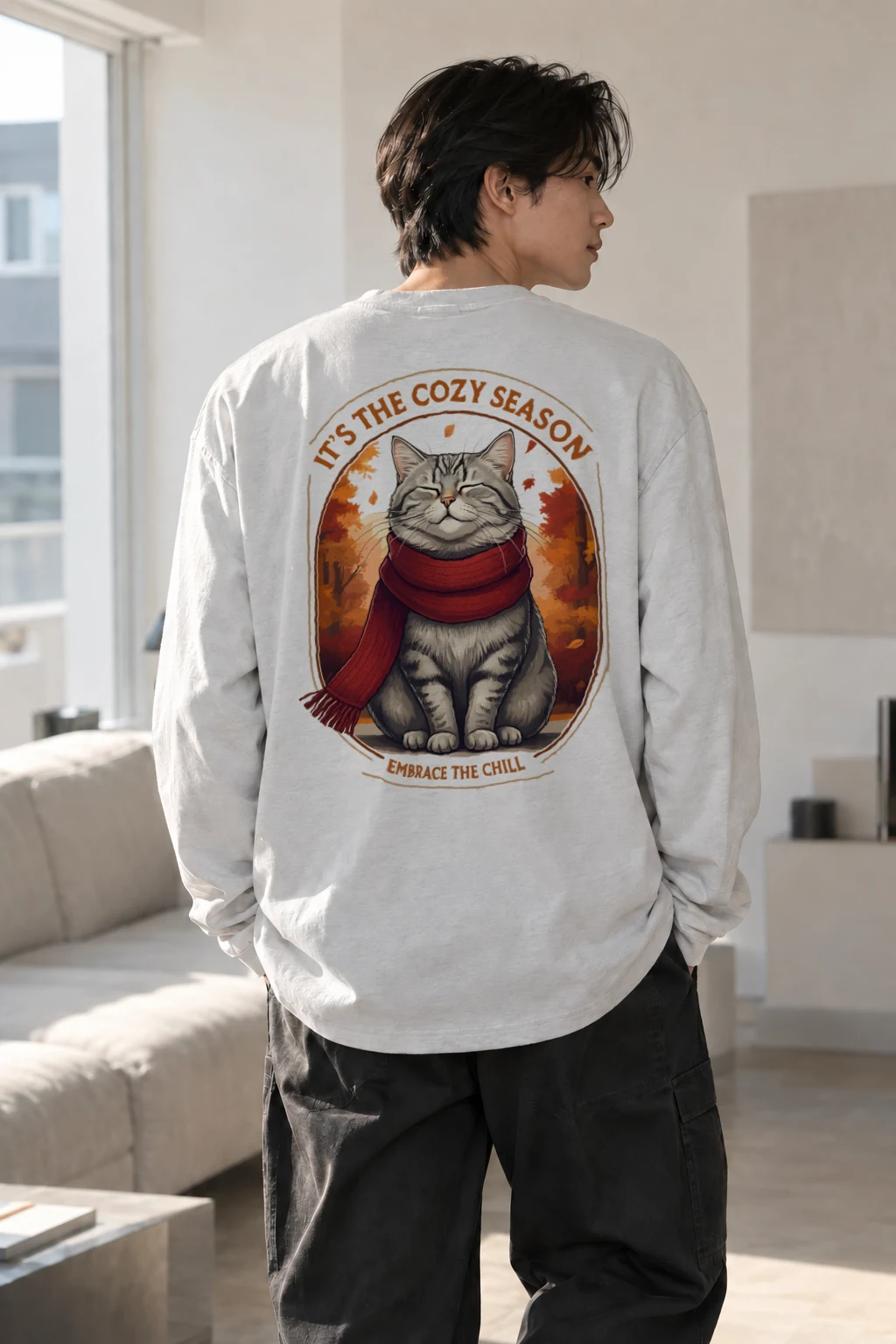 "Cozy Season Cat" Unisex Longsleeve T-shirt | Gildan 2400