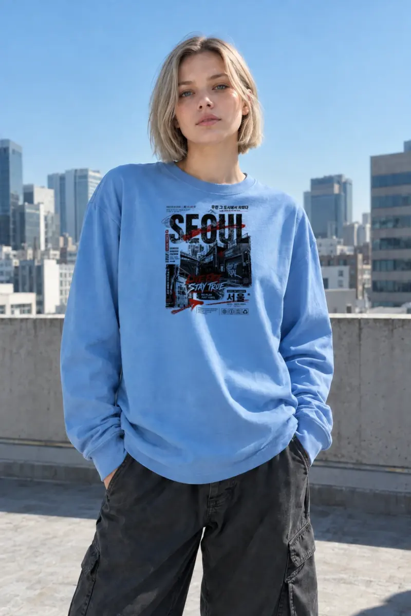 “Crafted In Seoul” Unisex Longsleeve T-shirt | Gildan 2400