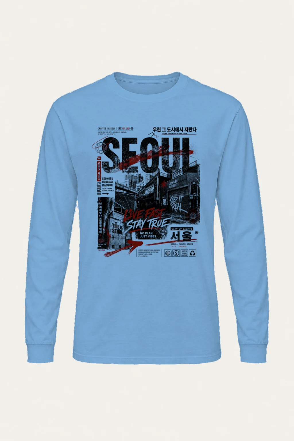 "Crafted In Seoul" Unisex Longsleeve T-shirt | Gildan 2400