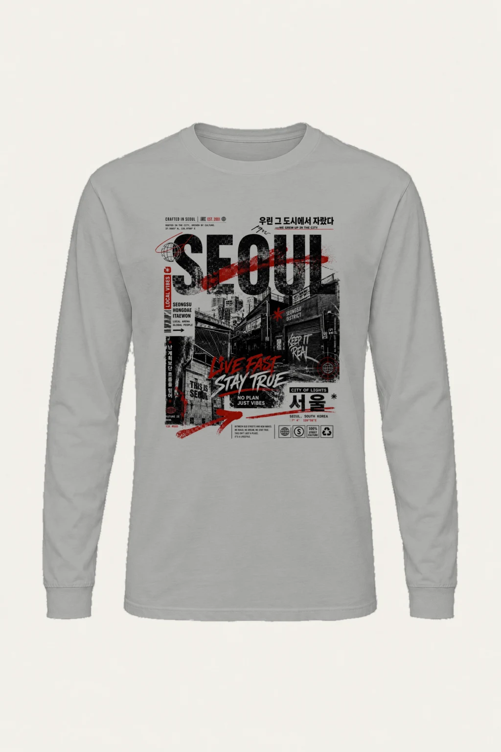 "Crafted In Seoul" Unisex Longsleeve T-shirt | Gildan 2400