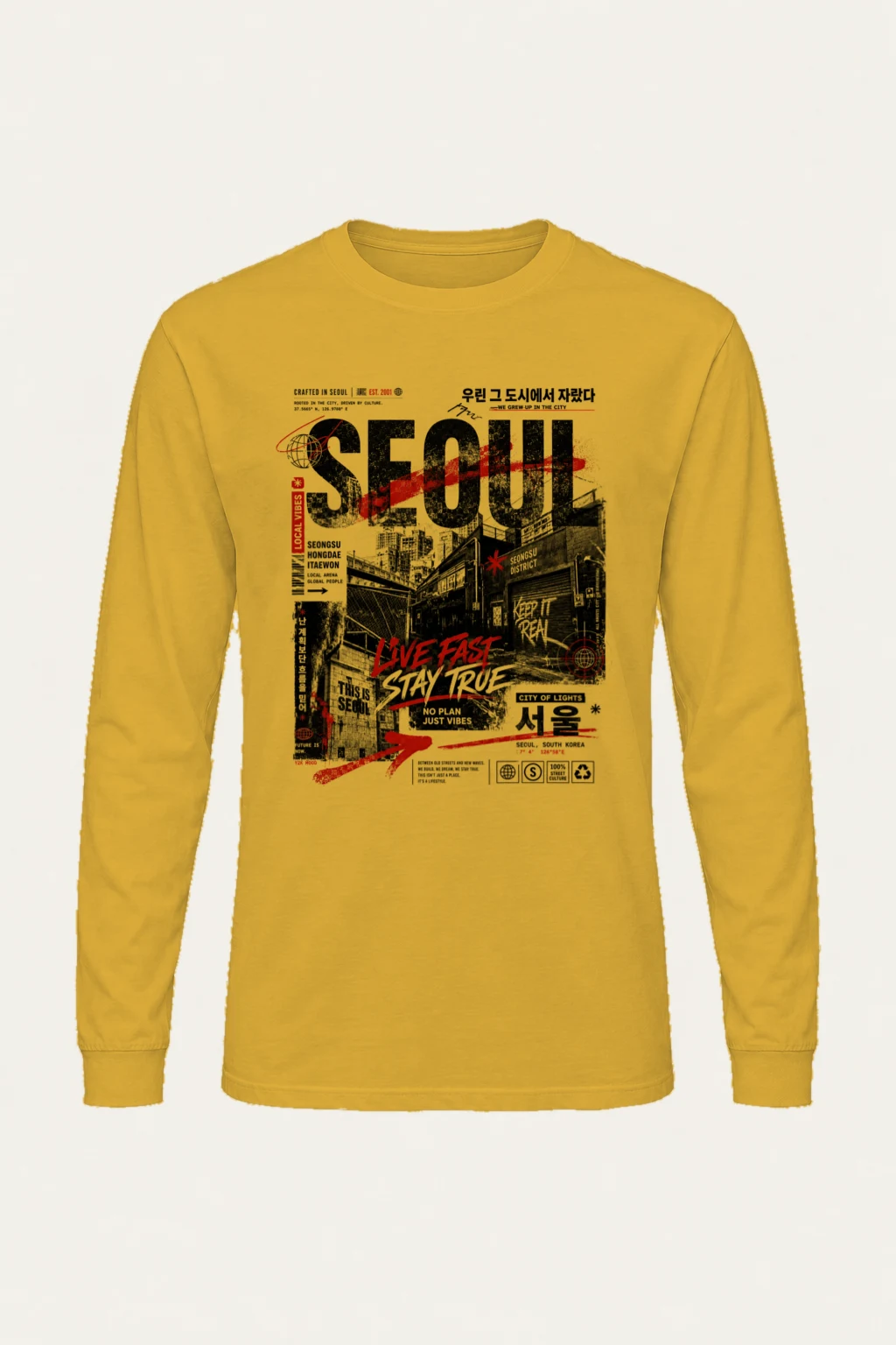 "Crafted In Seoul" Unisex Longsleeve T-shirt | Gildan 2400