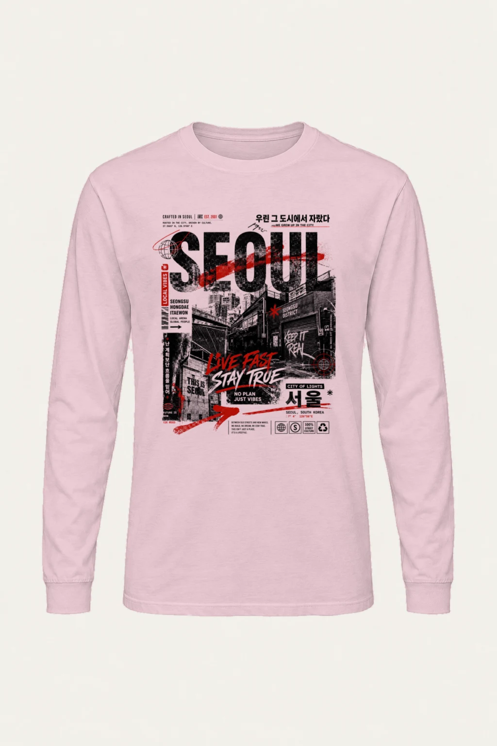 "Crafted In Seoul" Unisex Longsleeve T-shirt | Gildan 2400