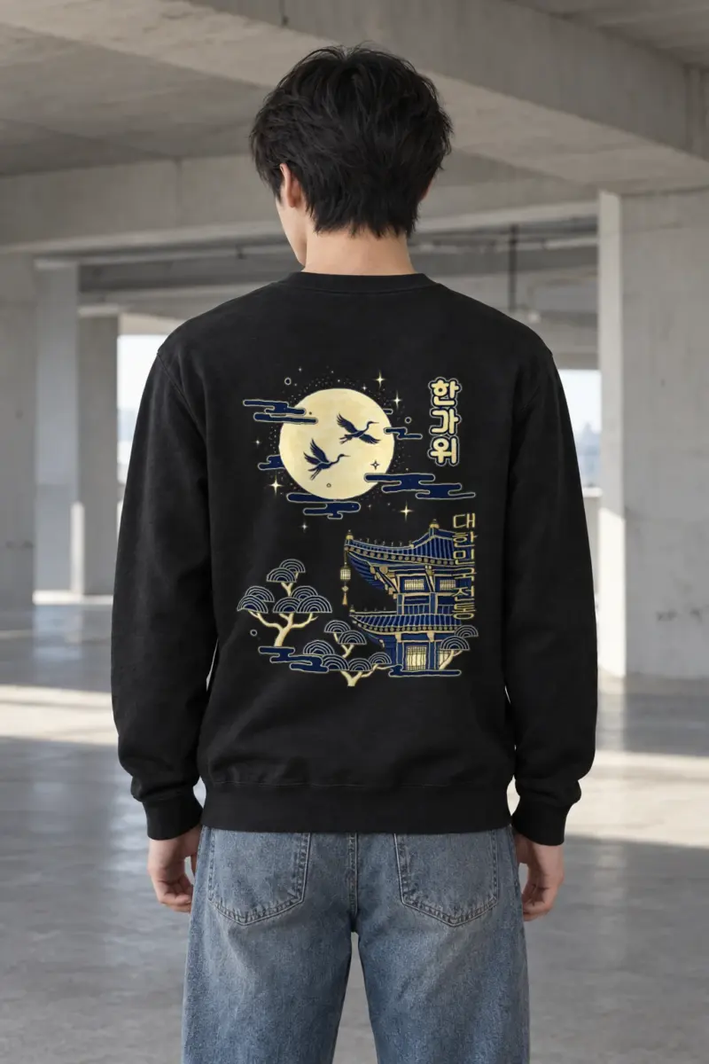 "Cranes Above Pagoda" Heavy Blend Unisex Crewneck Sweatshirt