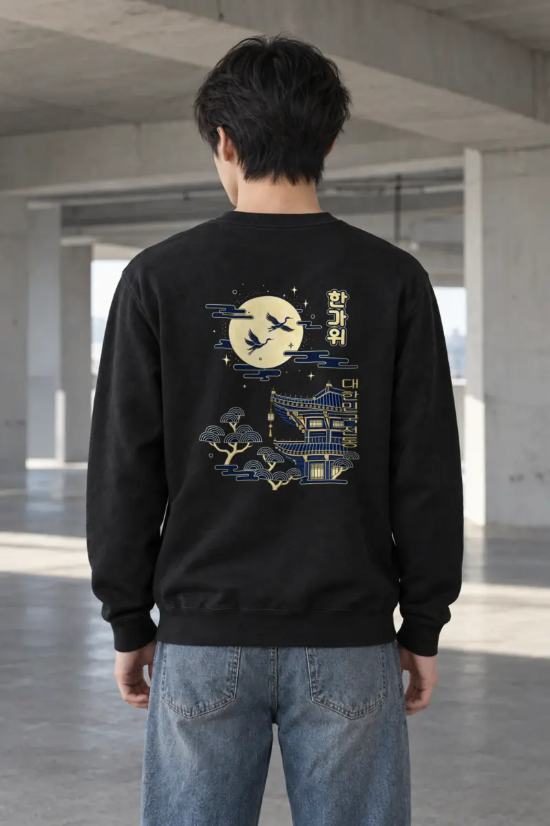 "Cranes Above Pagoda" Heavy Blend Unisex Crewneck Sweatshirt