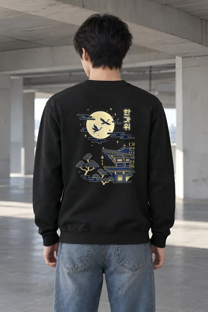 "Cranes Above Pagoda" Heavy Blend Unisex Crewneck Sweatshirt