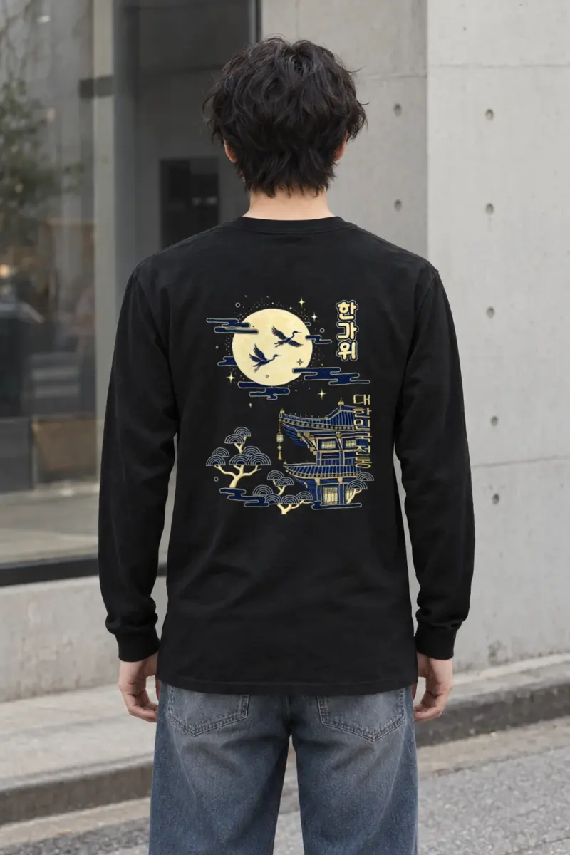 "Cranes Above Pagoda" Unisex Longsleeve T-shirt