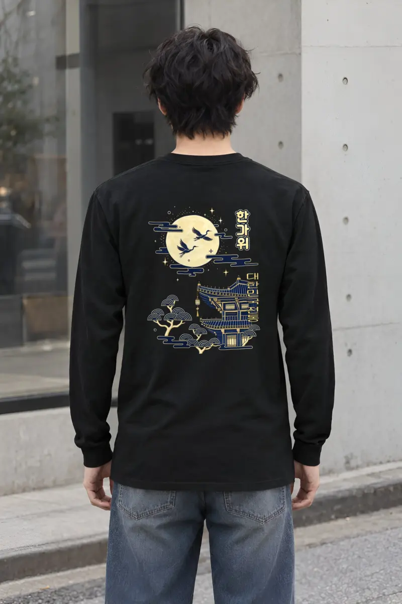 "Cranes Above Pagoda" Unisex Longsleeve T-shirt