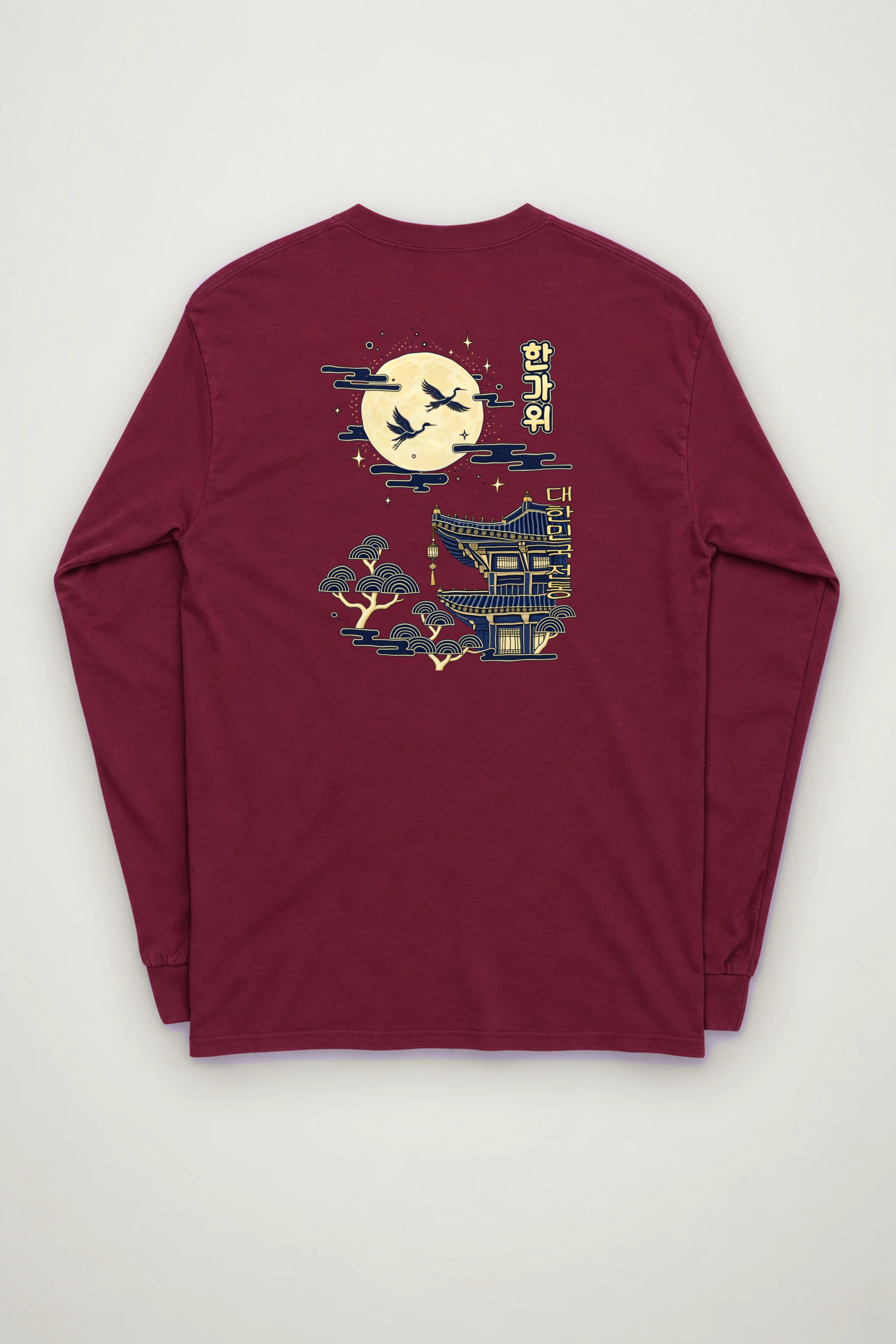 "Cranes Above Pagoda" Unisex Longsleeve T-shirt