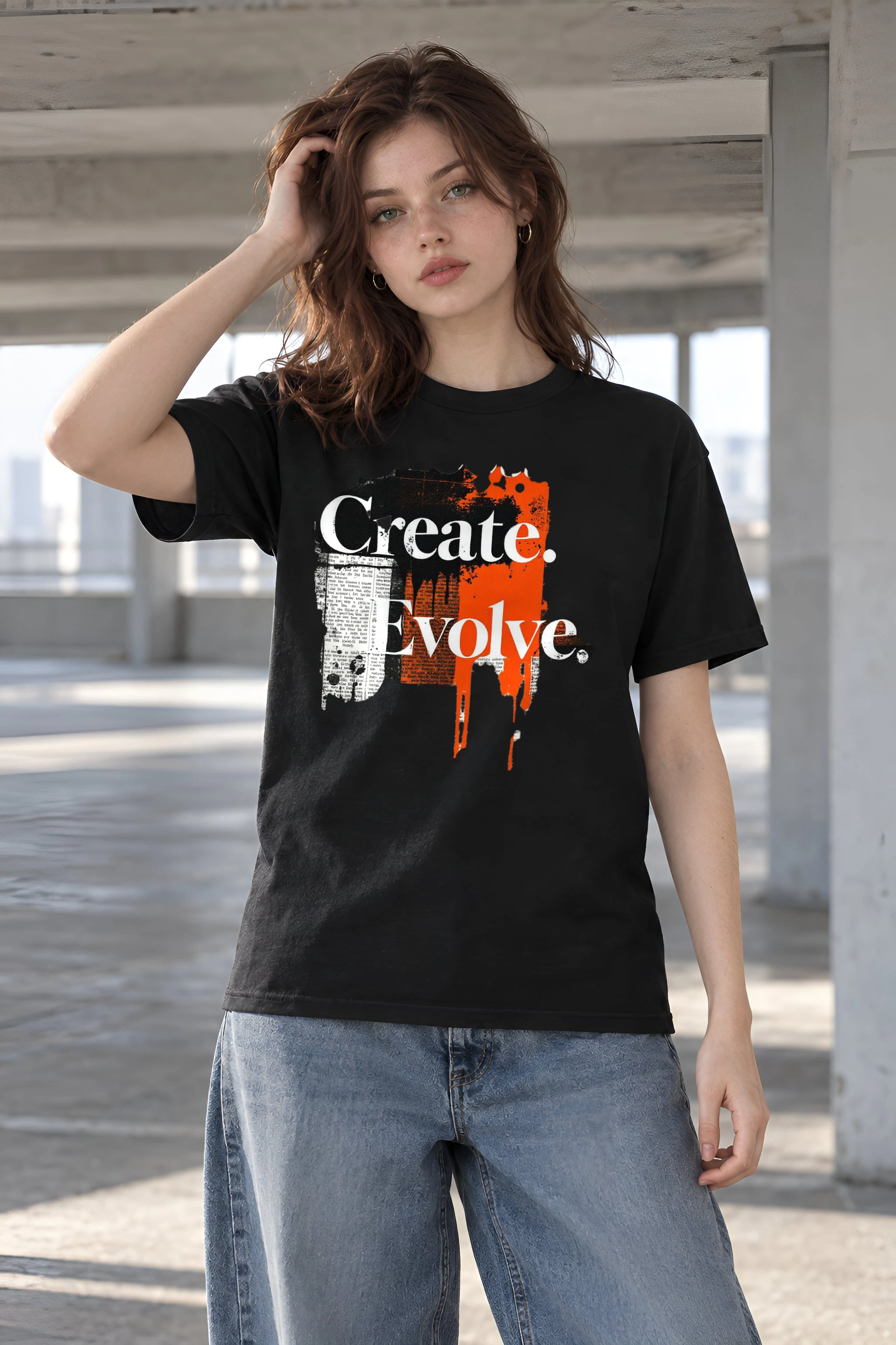 "Create Evolve" Heavyweight Unisex Crewneck T-shirt