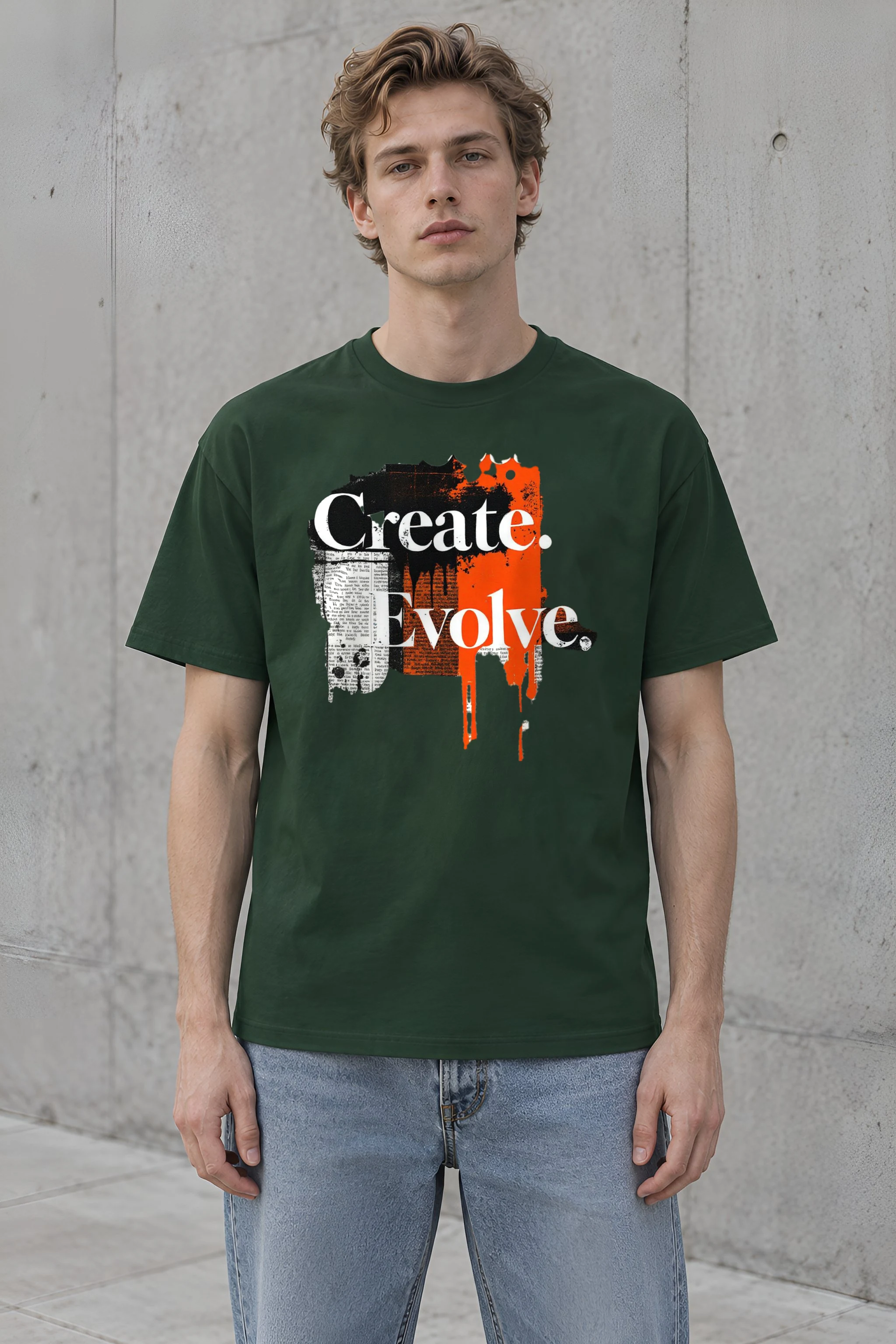"Create Evolve" Heavyweight Unisex Crewneck T-shirt