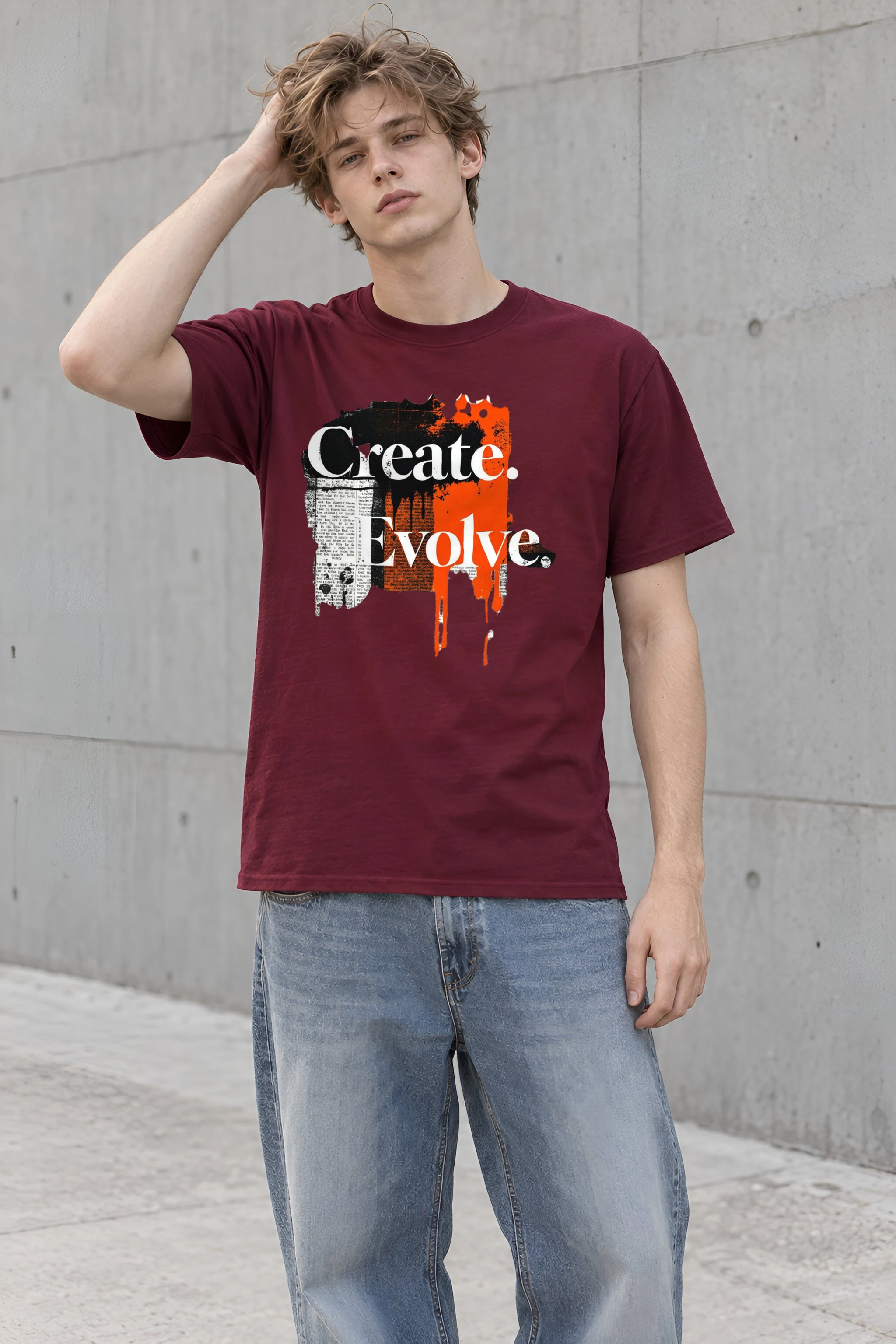 "Create Evolve" Heavyweight Unisex Crewneck T-shirt
