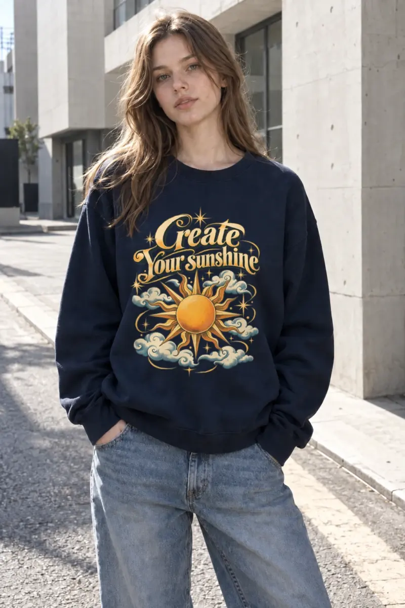 "Create Your Sunshine" Heavy Blend Unisex Crewneck Sweatshirt | Gildan 18000