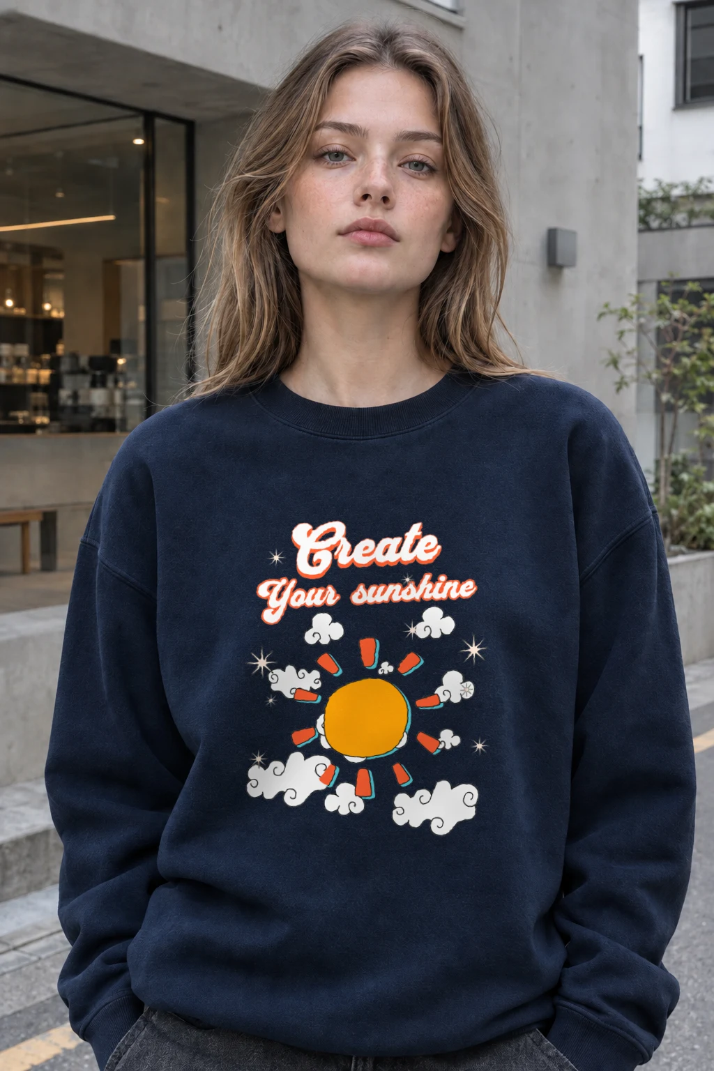"Create Your Sunshine" Heavy Blend Unisex Crewneck Sweatshirt | Gildan 18000