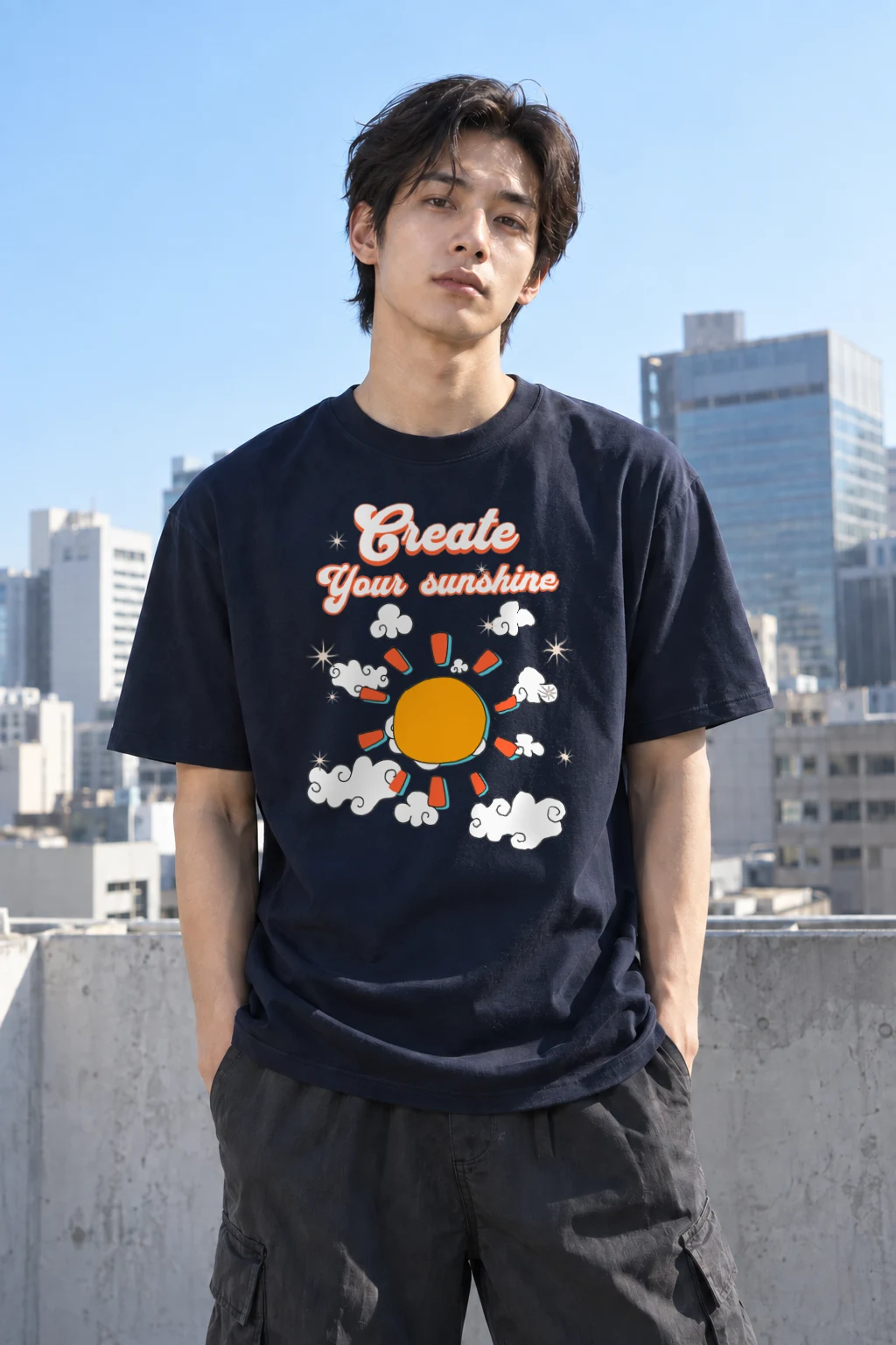 "Create Your Sunshine" Heavyweight Unisex Crewneck T-shirt | Gildan 5000