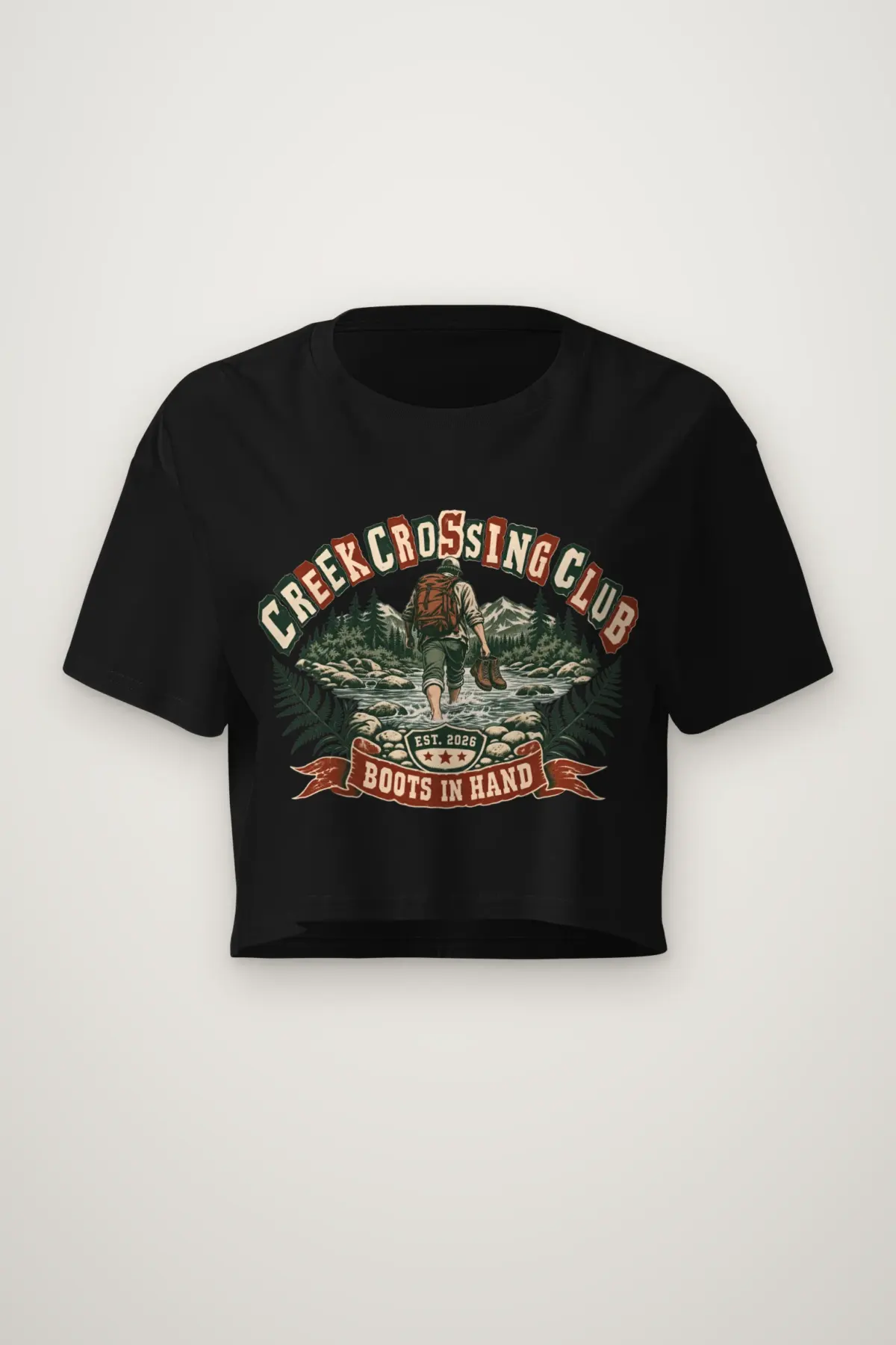 "Creek Crossing Club" Women's Crop Tee