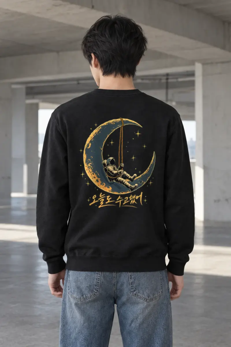 "Crescent Astronaut" Heavy Blend Unisex Crewneck Sweatshirt