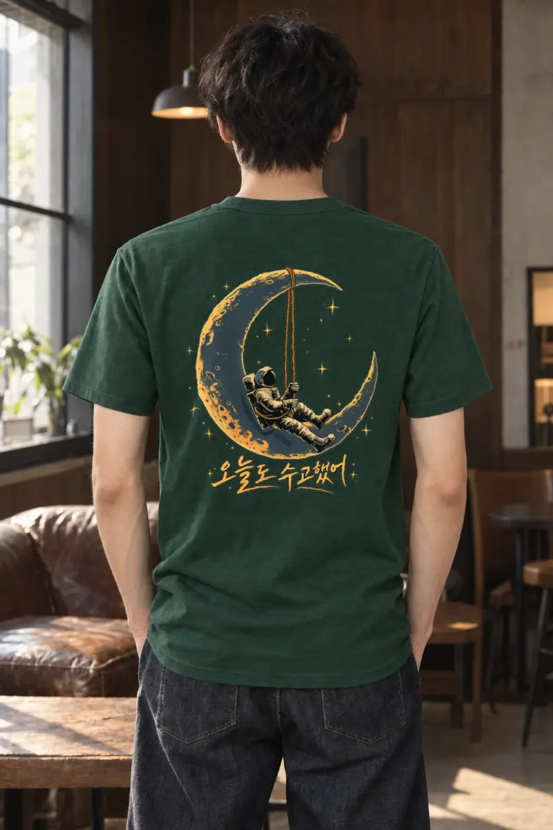 "Crescent Astronaut" Heavyweight Unisex Crewneck T-shirt