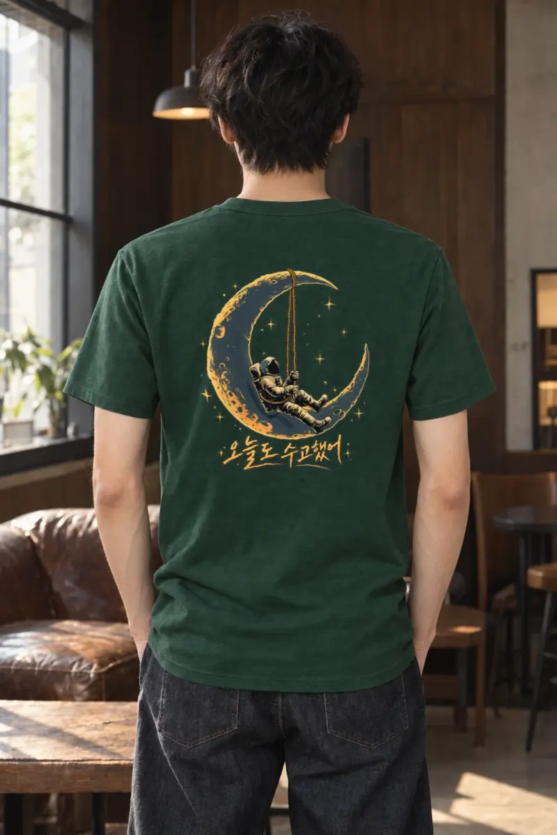 "Crescent Astronaut" Heavyweight Unisex Crewneck T-shirt