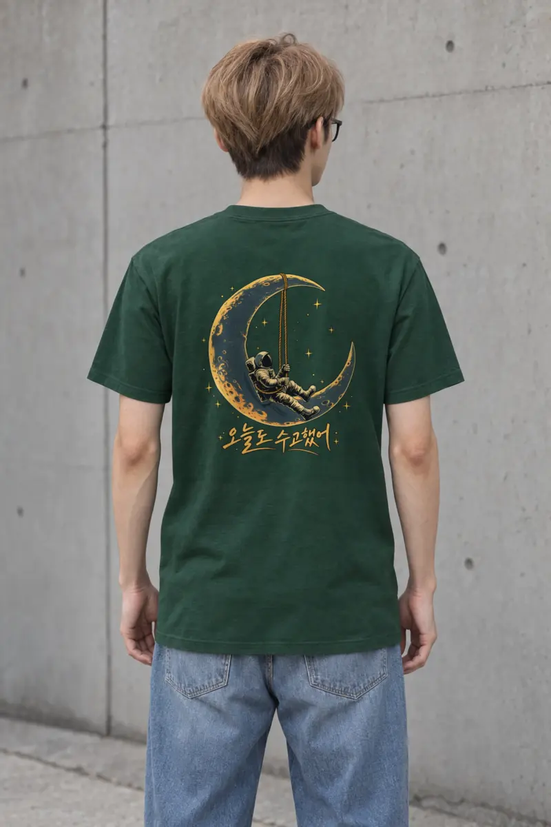 "Crescent Astronaut" Heavyweight Unisex Crewneck T-shirt