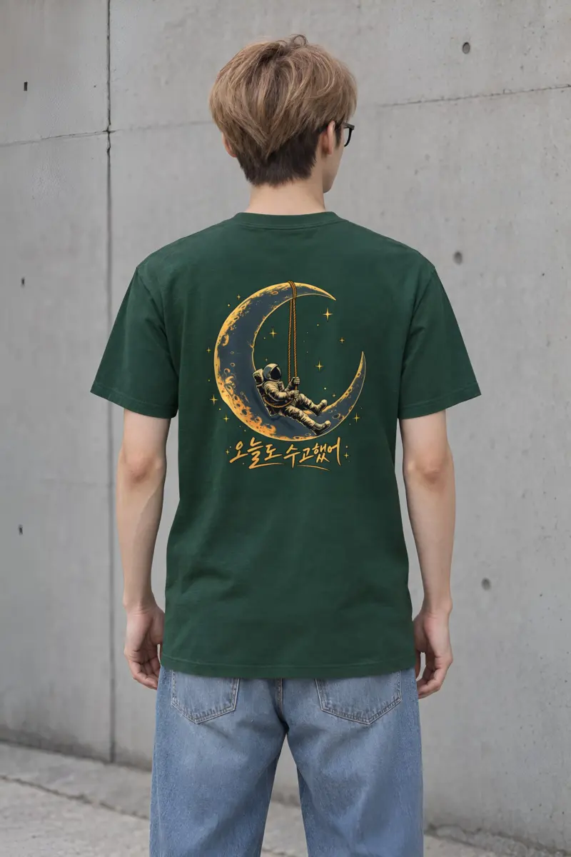 "Crescent Astronaut" Heavyweight Unisex Crewneck T-shirt