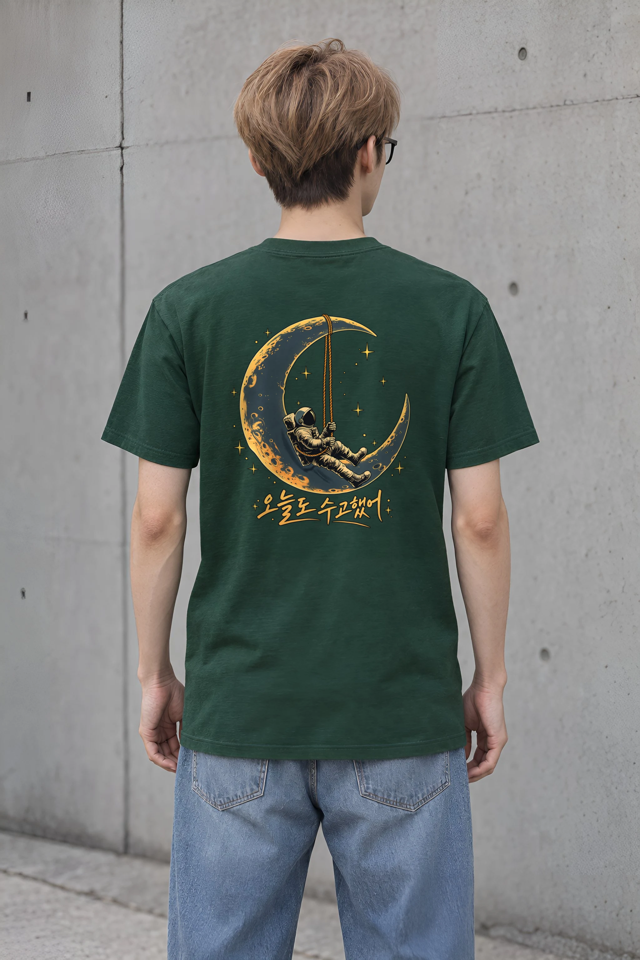 "Crescent Astronaut" Heavyweight Unisex Crewneck T-shirt