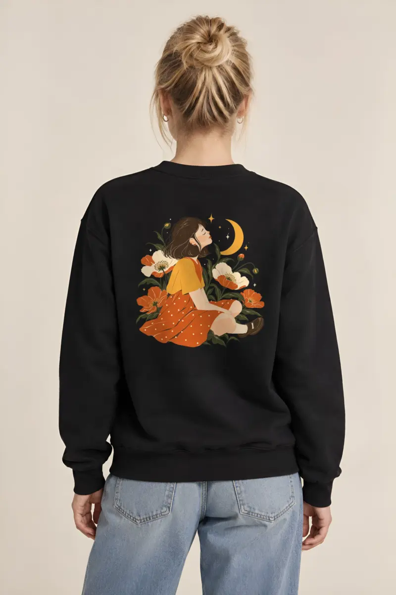 "Crescent Garden Woman" Heavy Blend Unisex Crewneck Sweatshirt