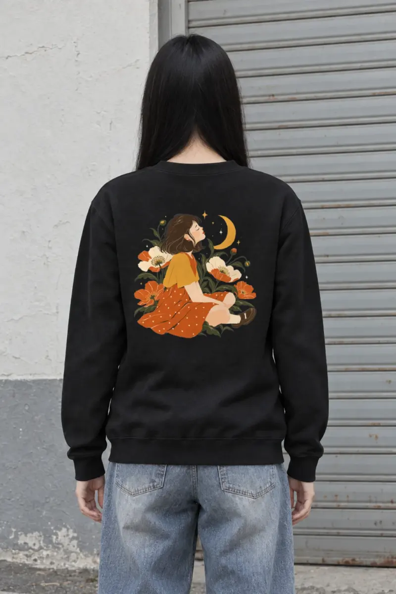 "Crescent Garden Woman" Heavy Blend Unisex Crewneck Sweatshirt