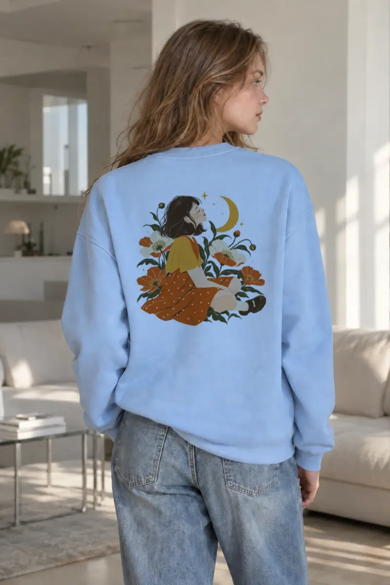 "Crescent Garden Woman" Heavy Blend Unisex Crewneck Sweatshirt | Gildan 18000