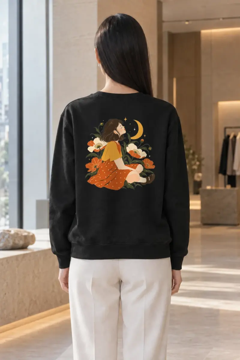 "Crescent Garden Woman" Heavy Blend Unisex Crewneck Sweatshirt