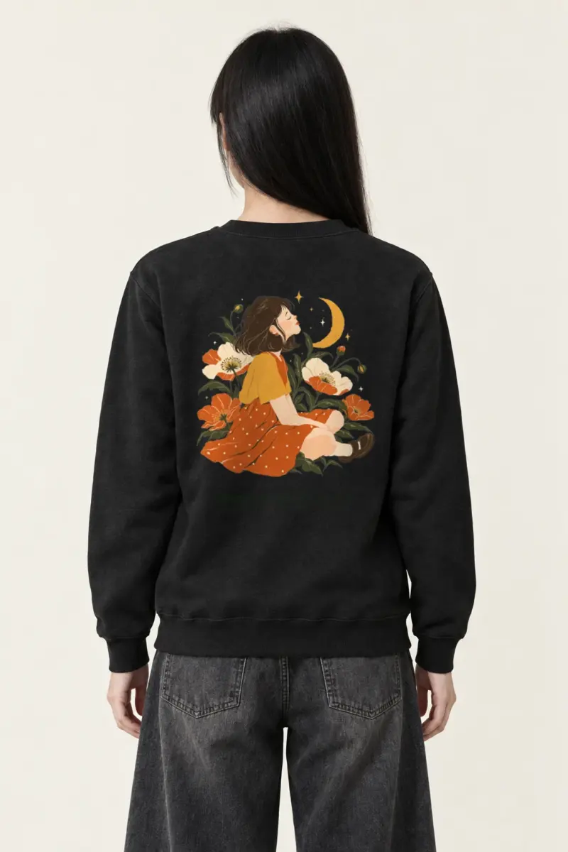 "Crescent Garden Woman" Heavy Blend Unisex Crewneck Sweatshirt