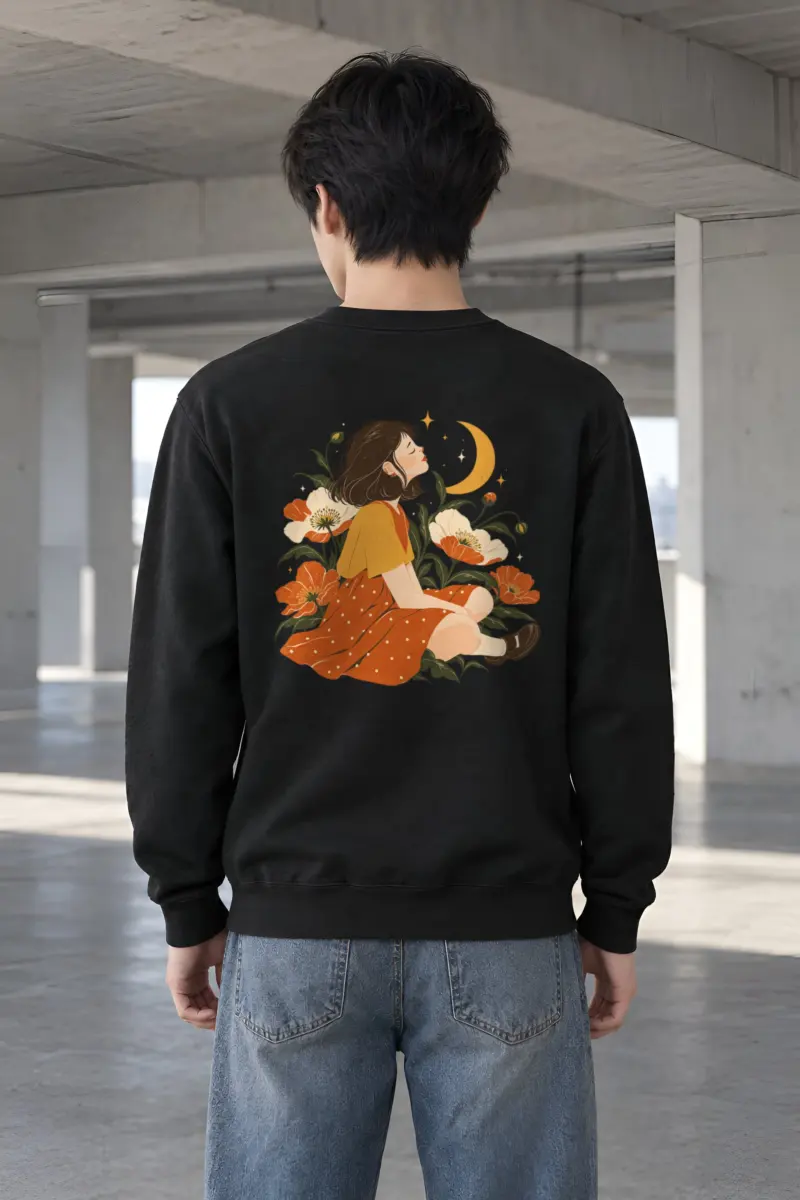 "Crescent Garden Woman" Heavy Blend Unisex Crewneck Sweatshirt