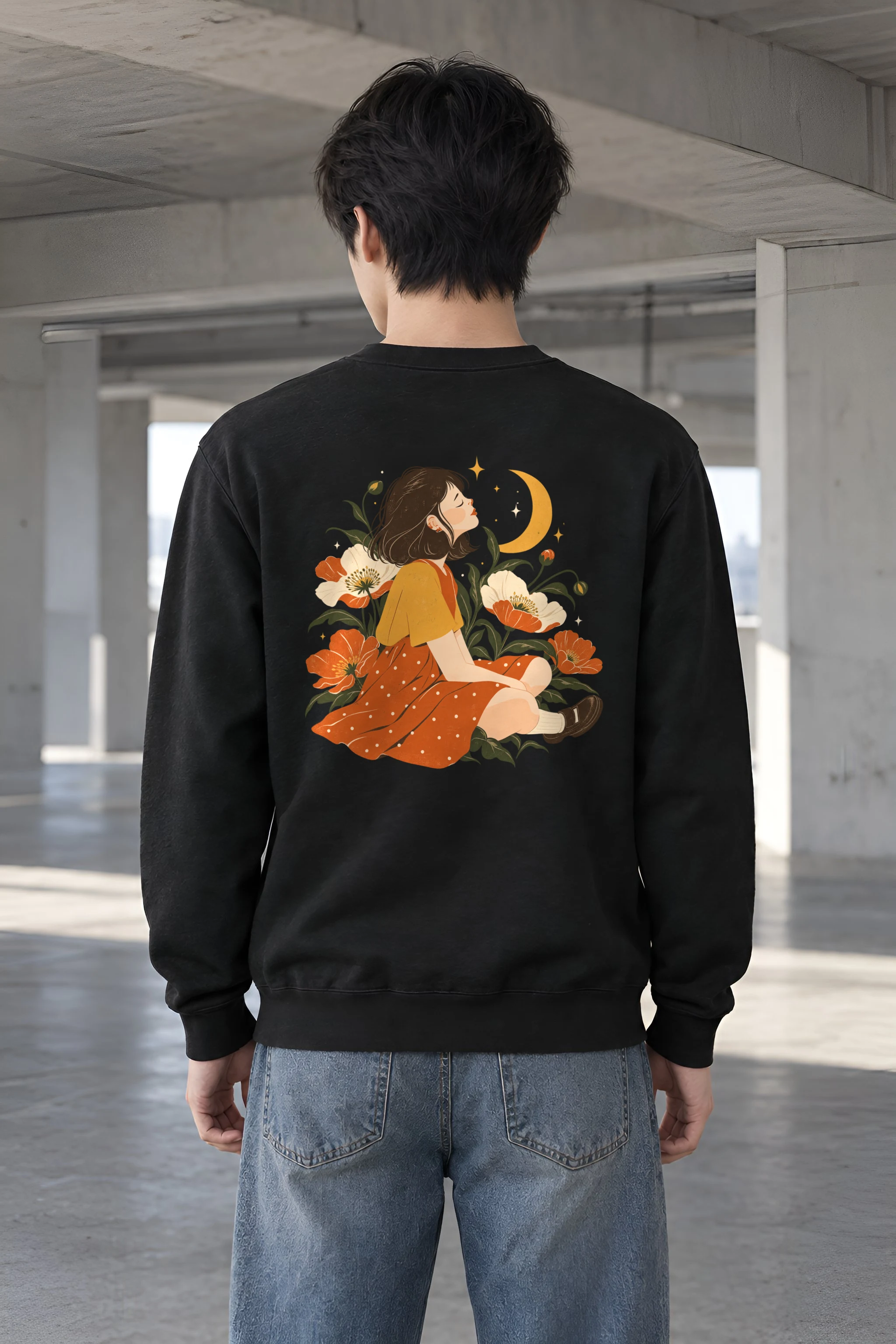 "Crescent Garden Woman" Heavy Blend Unisex Crewneck Sweatshirt