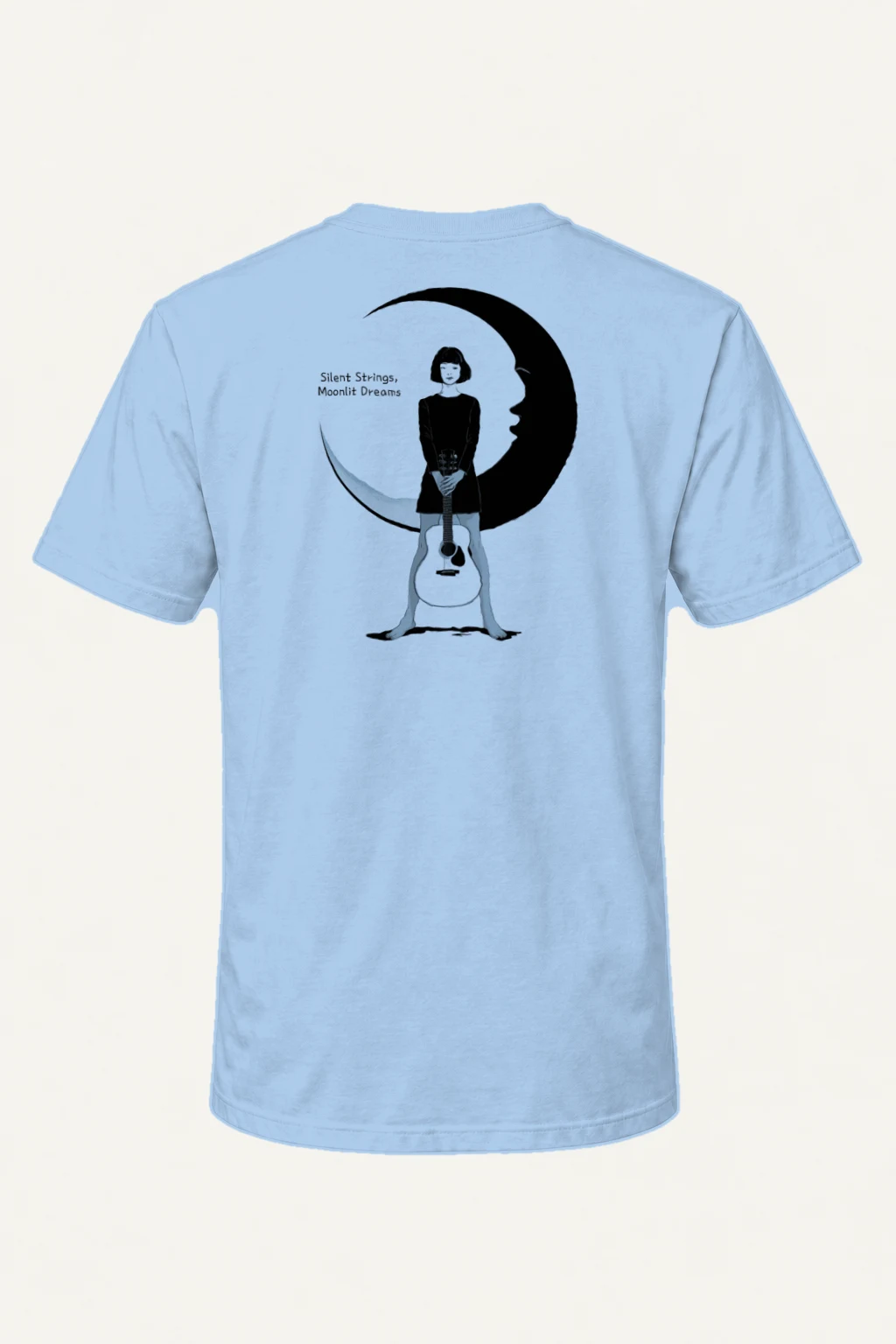 "Crescent Guitar Girl" Heavyweight Unisex Crewneck T-shirt | Gildan 5000