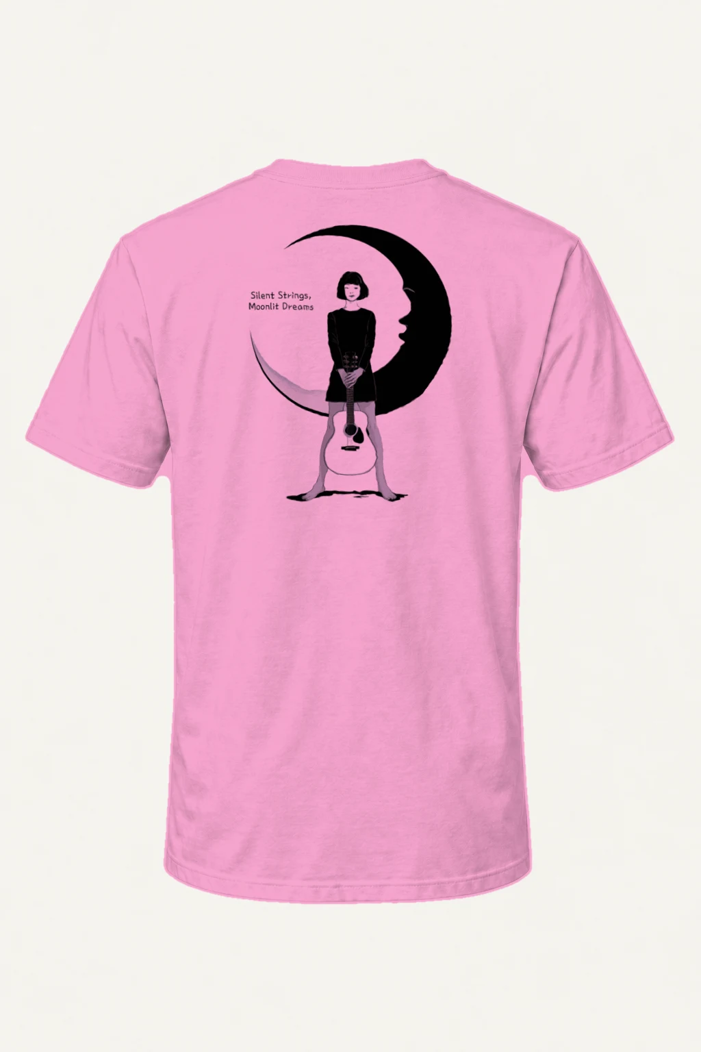 "Crescent Guitar Girl" Heavyweight Unisex Crewneck T-shirt | Gildan 5000