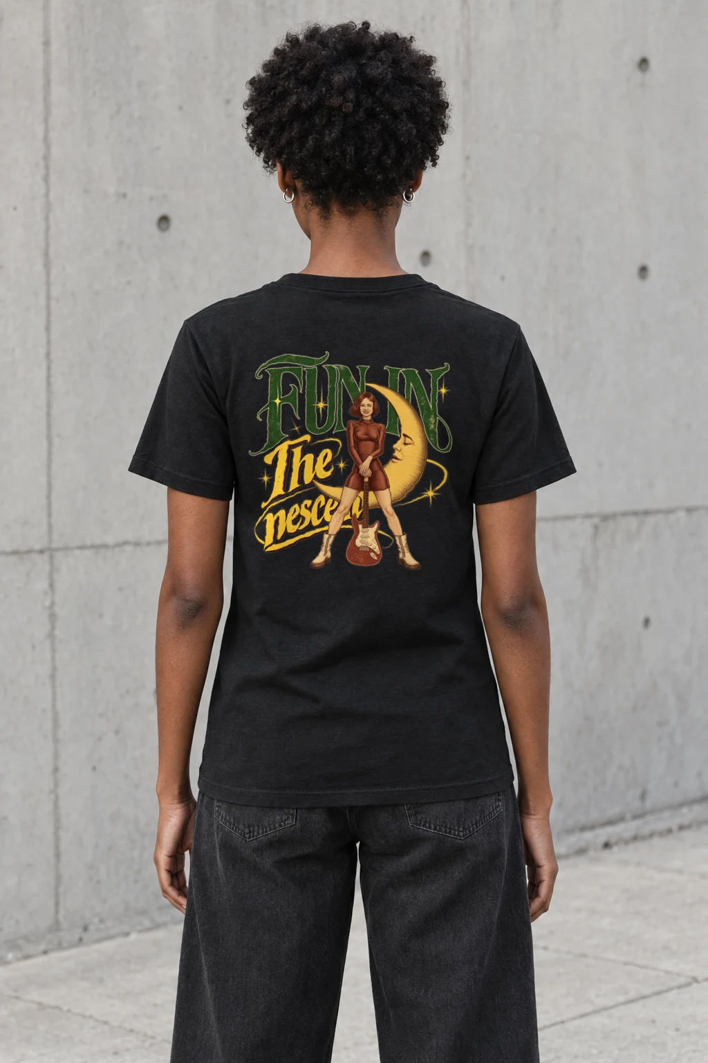 "Crescent Guitar" Heavyweight Unisex Crewneck T-shirt | Gildan 5000