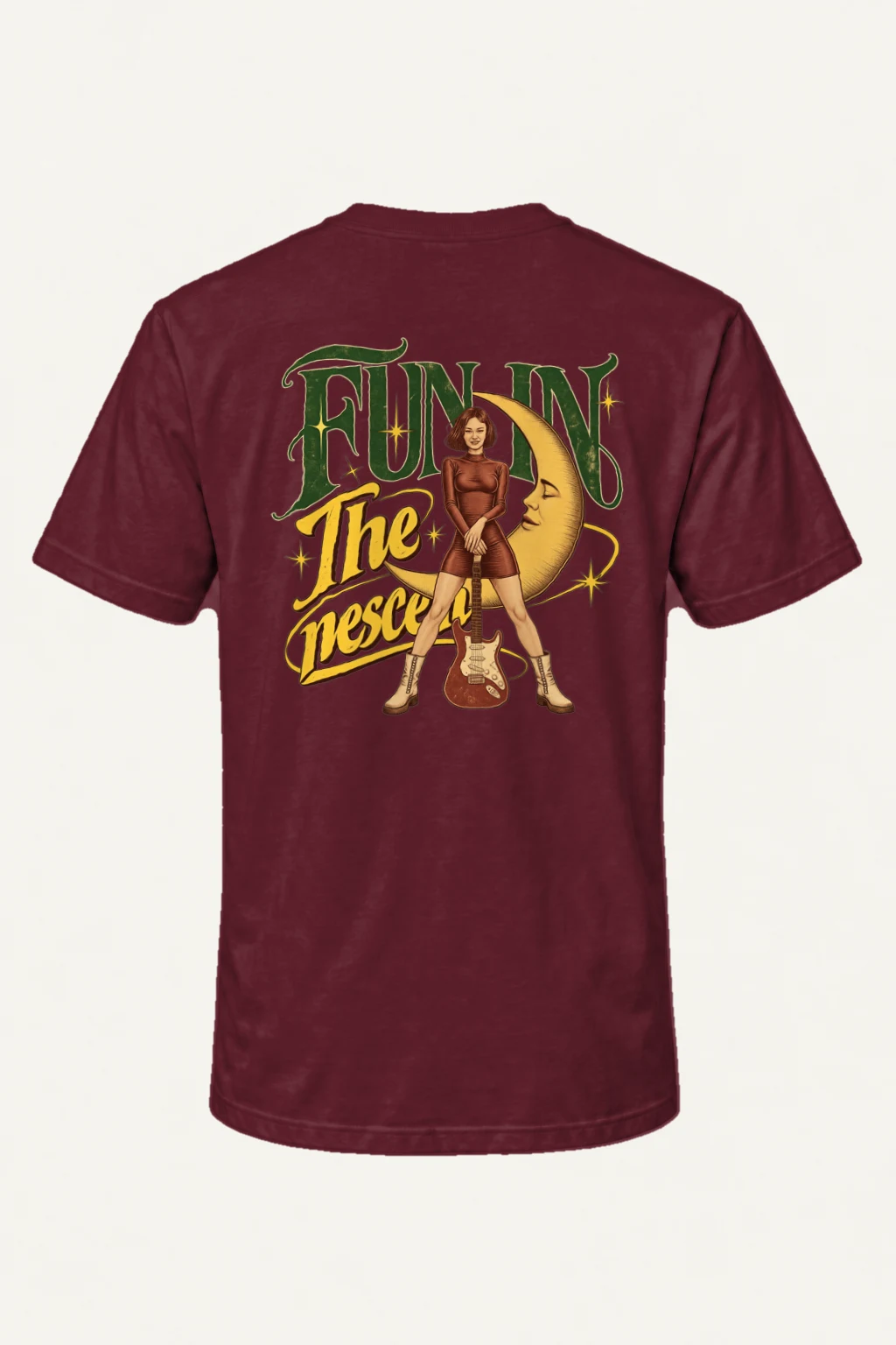"Crescent Guitar" Heavyweight Unisex Crewneck T-shirt | Gildan 5000