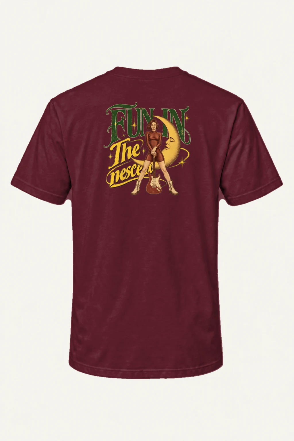 "Crescent Guitar" Heavyweight Unisex Crewneck T-shirt | Gildan 5000
