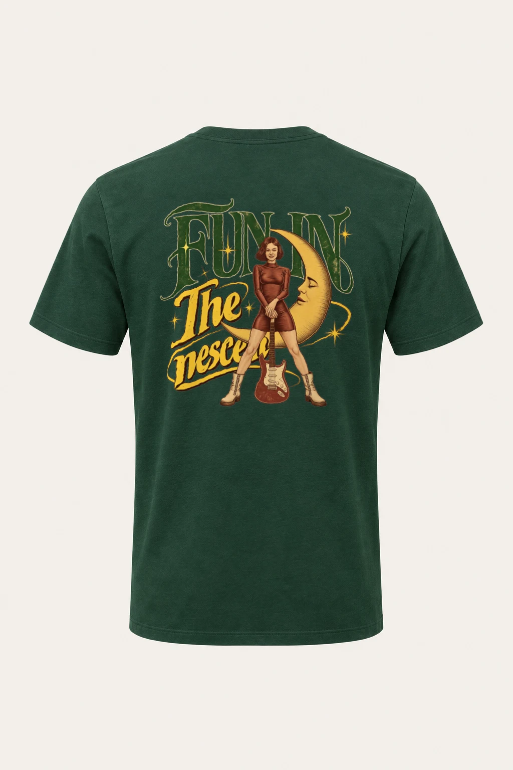 "Crescent Guitar" Heavyweight Unisex Crewneck T-shirt | Gildan 5000