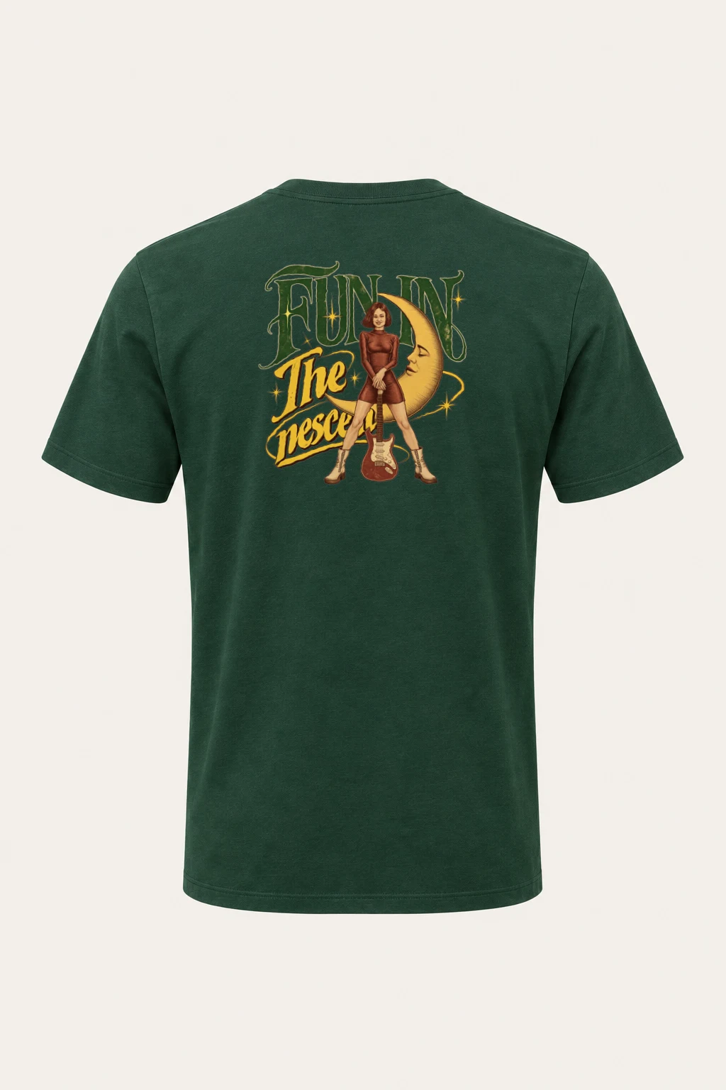 "Crescent Guitar" Heavyweight Unisex Crewneck T-shirt | Gildan 5000
