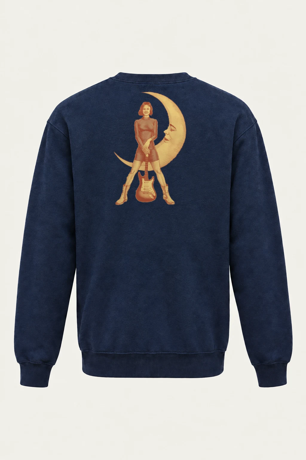"Crescent Guitar Muse" Heavy Blend Unisex Crewneck Sweatshirt | Gildan 18000
