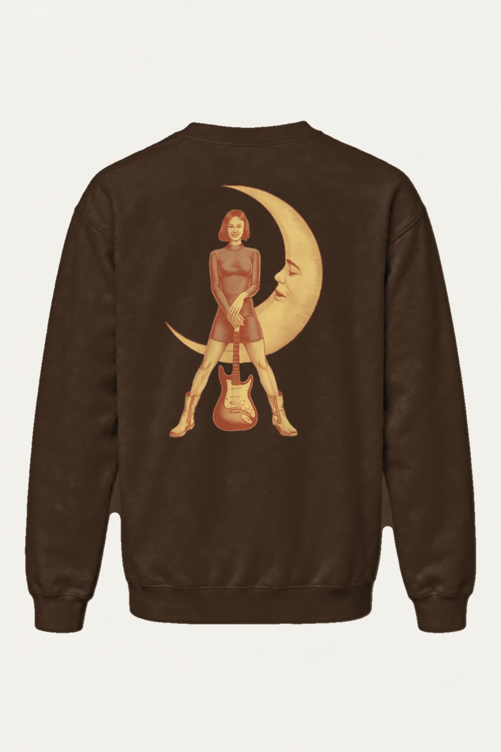 "Crescent Guitar Muse" Heavy Blend Unisex Crewneck Sweatshirt | Gildan 18000