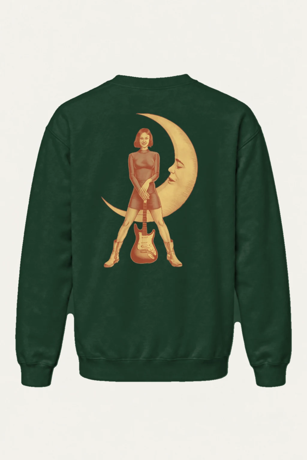 "Crescent Guitar Muse" Heavy Blend Unisex Crewneck Sweatshirt | Gildan 18000